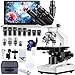 Trinocular Microscope 40X-5000X Magnification Laboratory Grade with Dual Mechanical Stage and HD USB Camera Microscope for Adults