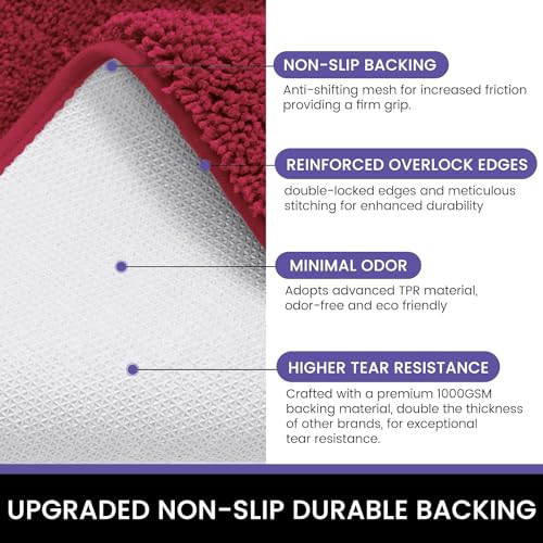 Image of Flooring India Co Newman Bath Mat 2500 GSM Super Soft Microfiber Anti Skid Slip Water Absorbent Bathroom Mats for Bedroom, Home, Door (60x90 cm, Maroon)