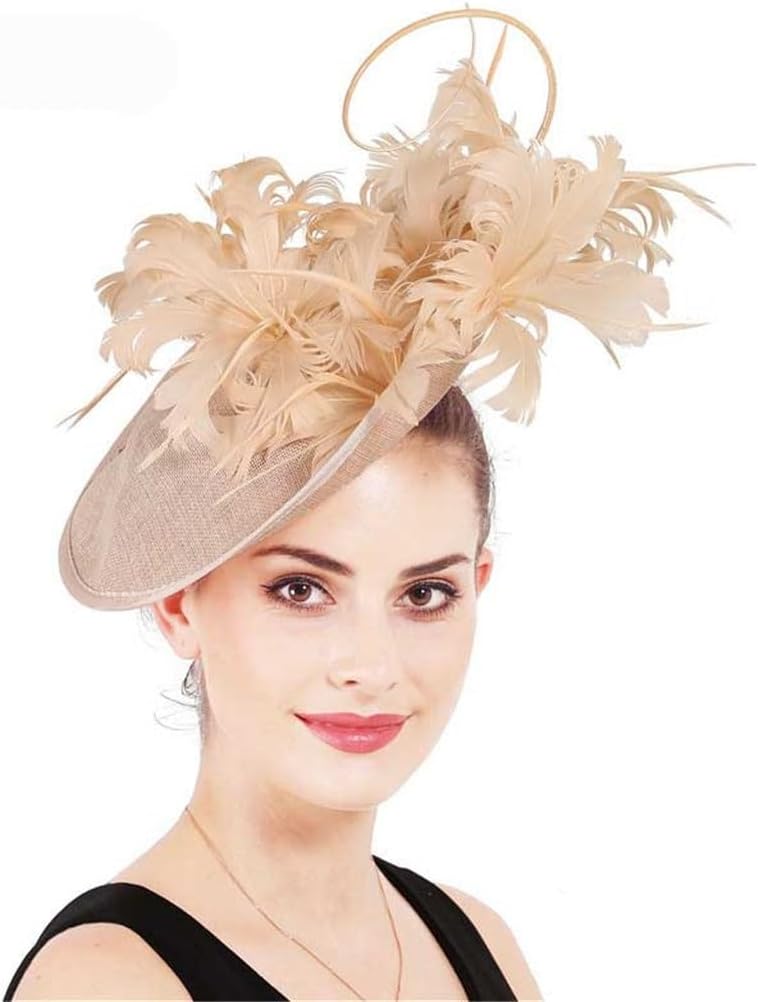Feathers Hats Derby Fascinator Large Women Bridal Wedding Hat Elegant Big