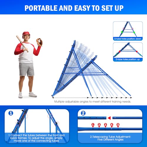 Image of Volleyball Baseball Rebounder Net, Softball Rebounder Pitchback Net Quick Adjustments, Quick Adjustments Lacrosse Bounce Back Practice Equipment, Ideal for Outdoor Indoor and Backyard Training