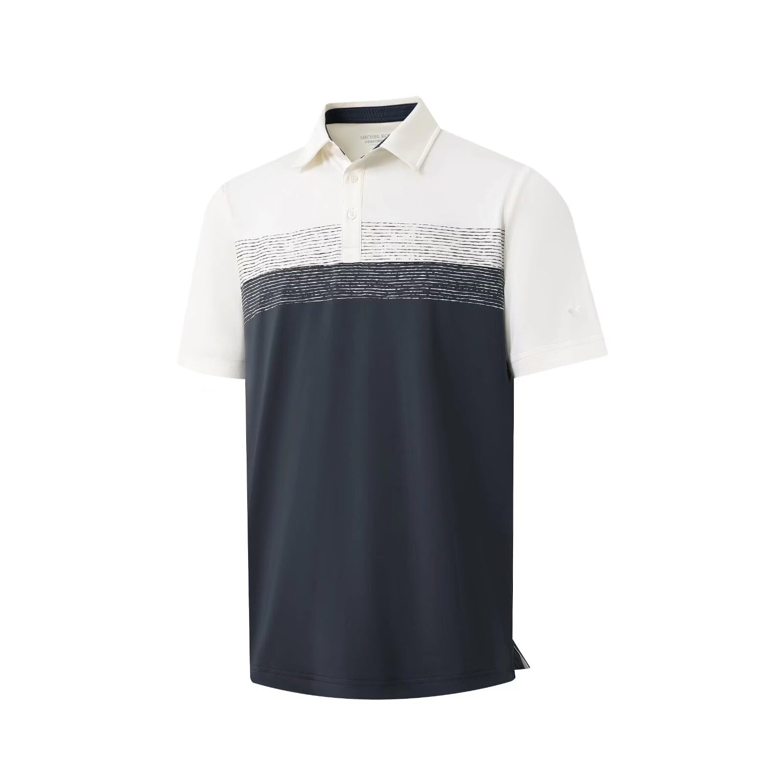 Rouen Polo Shirts for Men Quick Dry Regular Fit Casual Color Block Chest Print Active Short Sleeve Collared Mens Golf Shirt