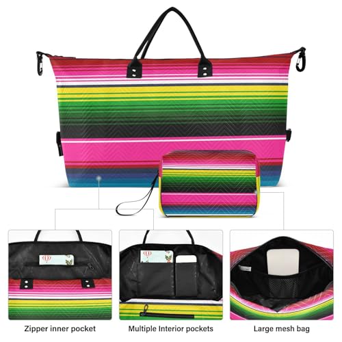Dark Stripes Colorful Travel Handle Bag Set - Multiple Compartments and Airplane Approved, Storing Travel Bag with Small Storage Bag for Weekend Getaways, Business Trips2