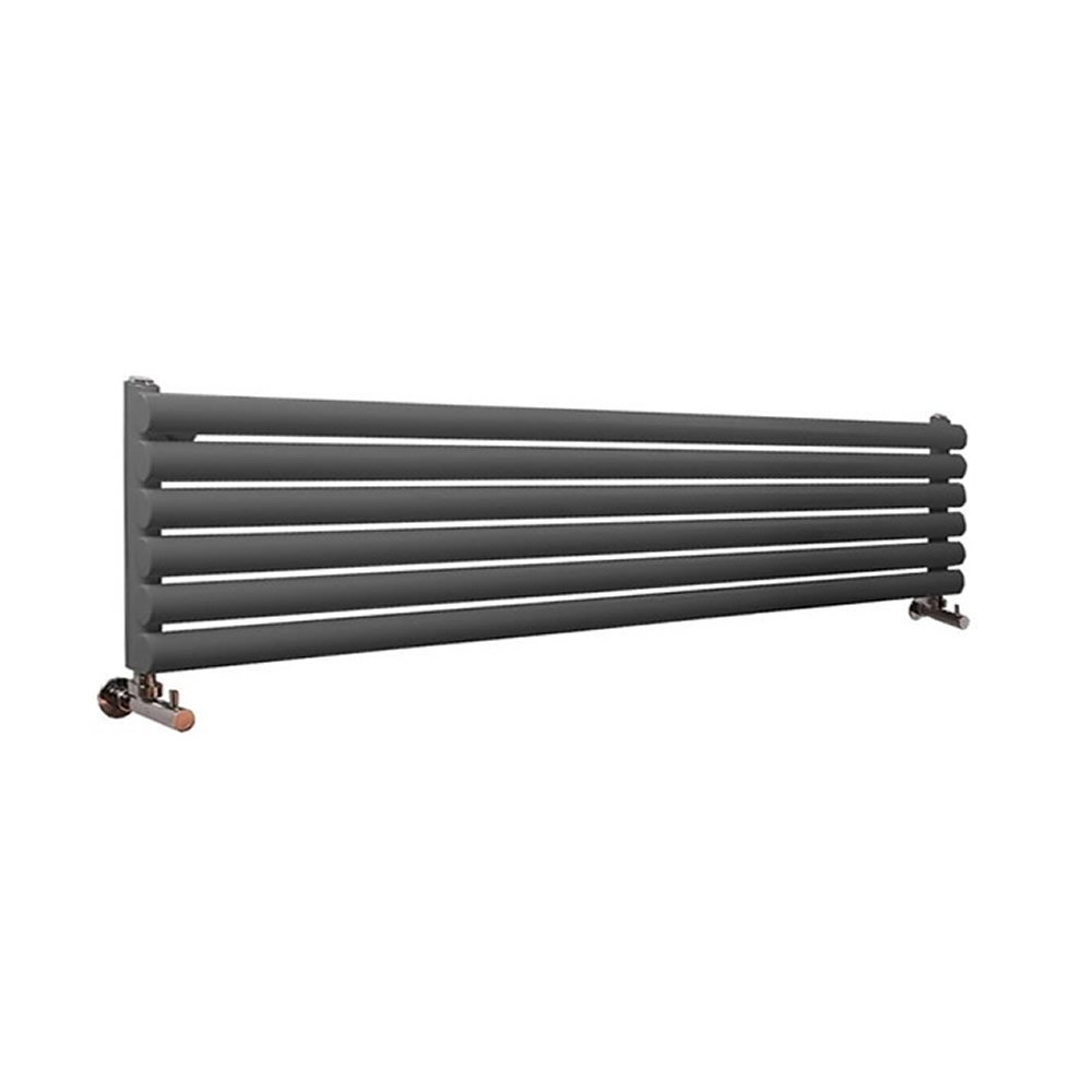 Milano Aruba Anthracite Horizontal Single Oval Panel Radiator - 354mm x 1780mm