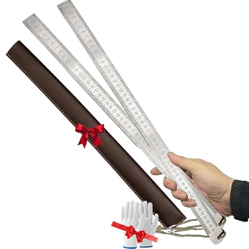Heavy Duty Ruler, Stainless Steel 20 Inch Metal Rulers, Metal Kit - Straight Edge for Architects with Inch/Metric Table, Hand Dual Scale Measuring Tool (type A*2)