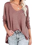 ANRABESS Women's Casual V Neck Waffle Knit Shirt Batwing Sleeve Lightweight Loose Fit Pullover Tunic Shirt 39GE9-xiuhong-L