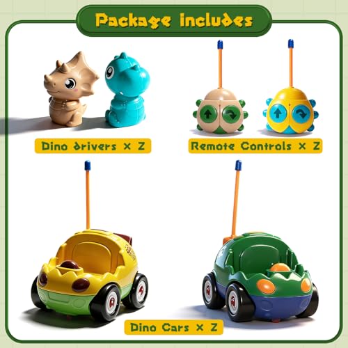 TOPLIVING 2-Pack Remote Control Dinosaur Car Toys for Toddler Ages 18+ Months, 2 3 4 5 Year Old, Dino RC Vehicle with LED Lights, Music, Christmas Birthday Gift for Boys & Girls - image 8