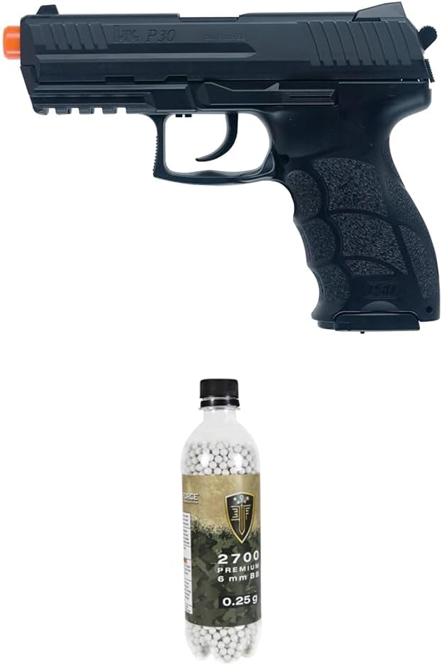 Bundle of Umarex HK Heckler & Koch P30 6mm BB Pistol Airsoft Gun - Includes 400 BBS + Elite Force Premium 6mm Airsoft BBS Ammo, .25 Gram, 2700 Count