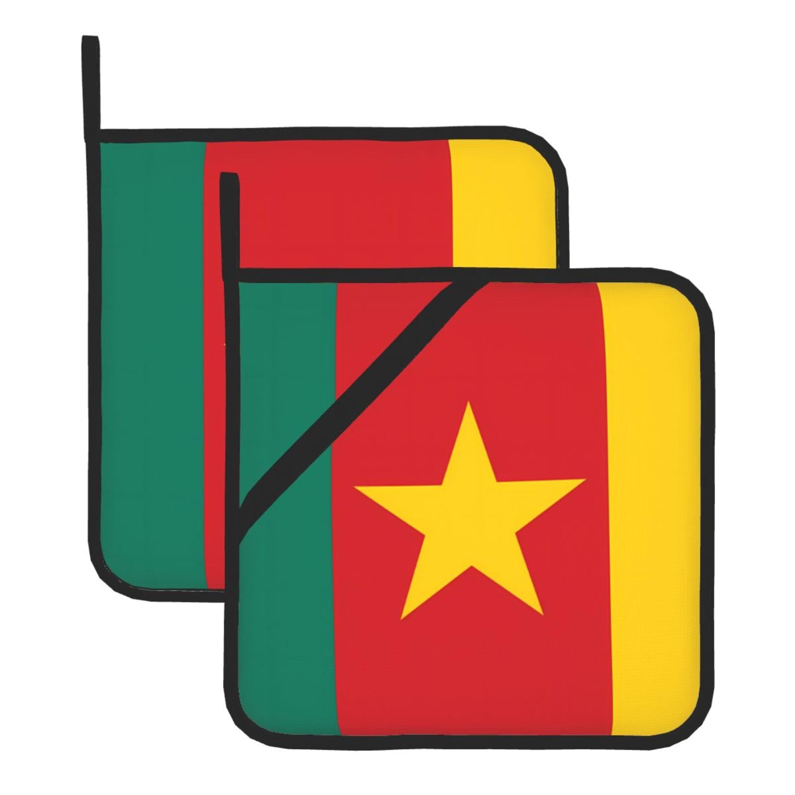 Flag of Cameroon Square Heat Resistant Trivet Set Thick and Durable for Baking Barbecue Cookware Oven