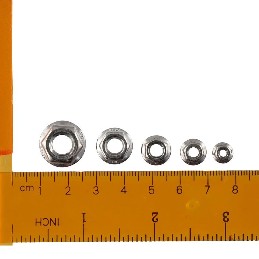 Upluckey Serrated Locknuts 70 Pcs Stainless Steel Durable Bright Finish Flange Hex Lock Nuts with Storage Case Hexagon Nuts Set - Image 3