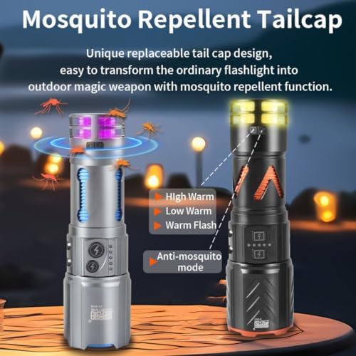 Resim El Feneri 7200mAh Şarj Edilebilir Çok Fonksiyonlu LED El Feneri - Teleskopik Zoom, 7 Farklı Işık Modu, Sivrisinek Kovucu Kuyruk Başlığı ve Powerbank Özellikli Kamp Lambası (YÜKSEK PARLAKLIK) 