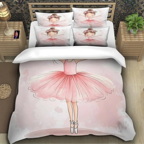 Housse de couette fermeture éclair résistante parure lit rose 3D - 5