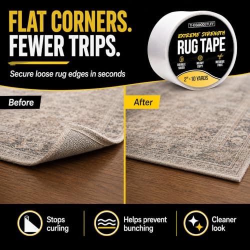 Image of The Good Stuff Double Sided Rug Tape [2 Inch x 10 yd] Secure Area Rugs