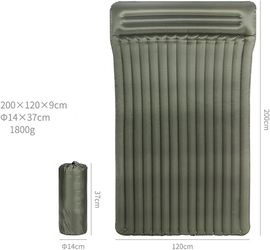 Portable Inflatable Camping Mat Outdoor 9CM 70D Nylon TPU Sleeping Pad with Pillow Air Mattress -Proof(Double Standard)