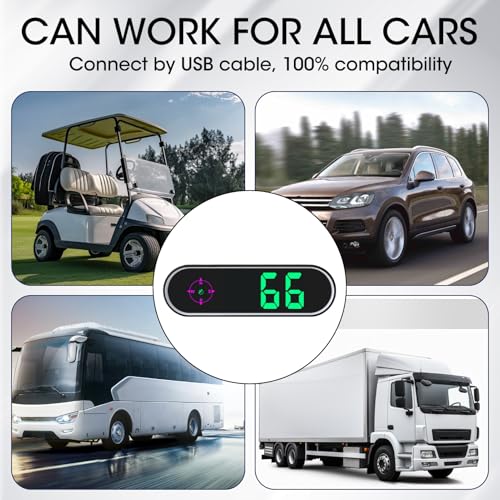 GUGUMO GPS Digital Speedometer for Car MPH, Universal HUD Speed Meter with LED Large Font & USB Cable, Plug and Play for Truck Motor SUV Golf Cart All Vehicles (Contain Car Charger Adapter) by GUGUMO - Image 2