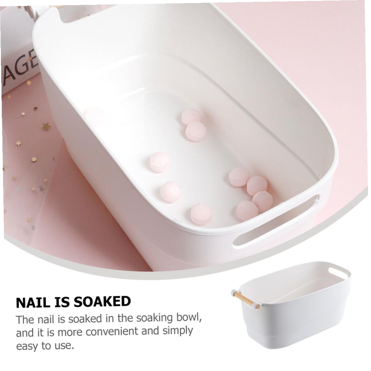 Beavorty Ciotola Per Ammollo Unghie Per Manicure Artistica Bianca in Plastica Semplice Per Nail Art Professionale e Cura Mani a Casa o Salone Di Bellezza