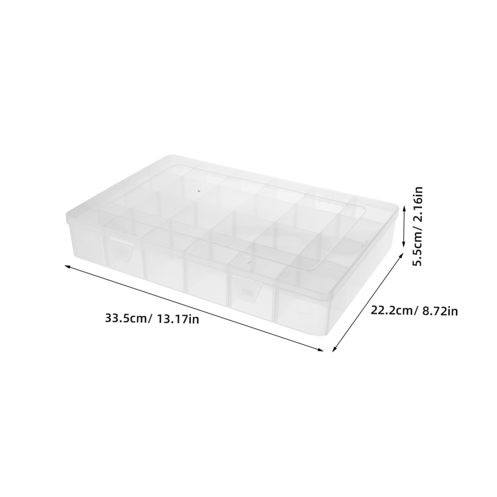 Angoily Scatola Organizer Trasparente Rettangolare 2 Pezzi con Griglie | Divisori Rimovibili, Plastico Resistente alla Deformazione, Formato Salvaspazio per Ufficio e Viaggio