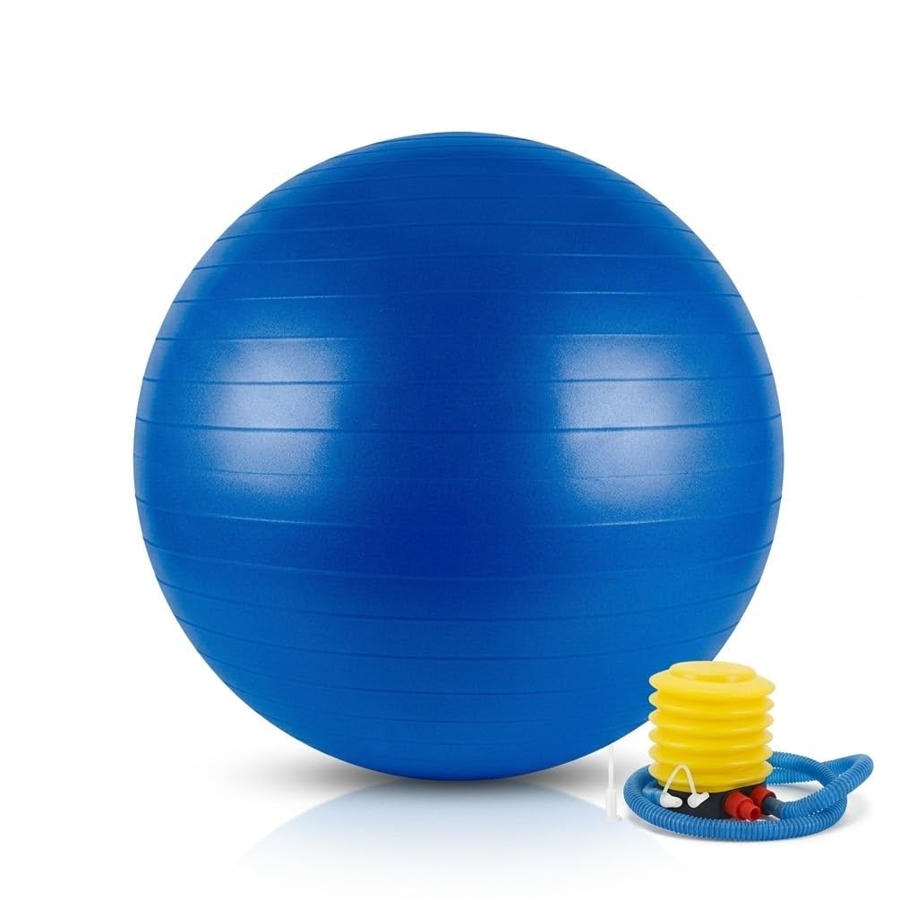 HBD Anti-Burst Exercise Gym Ball with Pump, Anti-Slip Balance Stability Ball, Fitness Yoga Massage Ball, Multicolor, 1 Piece-image-10