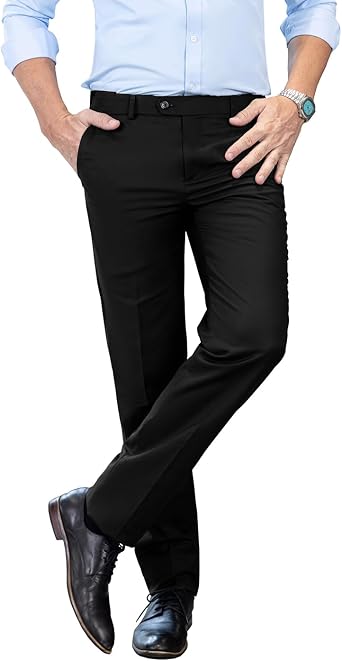 SOLOVEDRESS Mens Dress Pants Classic Slacks Business Trousers Regular Fit Suit Pants for Men