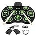 Batería Electrónica Portátil, Bonvvie Kit de Tambor Electrónica Enrollable con 9 Almohadillas de Batería, 2 Pedales, Gran Regalo de Navidad de Cumpleaños para Niños y Principiantes (Sin Altavoces)