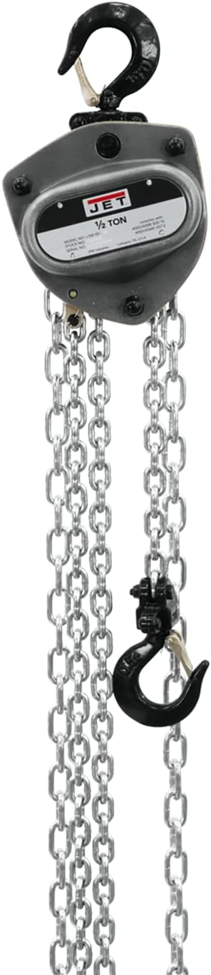 JET 1/2-Ton Hand Chain Hoist, 20' Lift, Overload Protection (L-100-50WO-20)