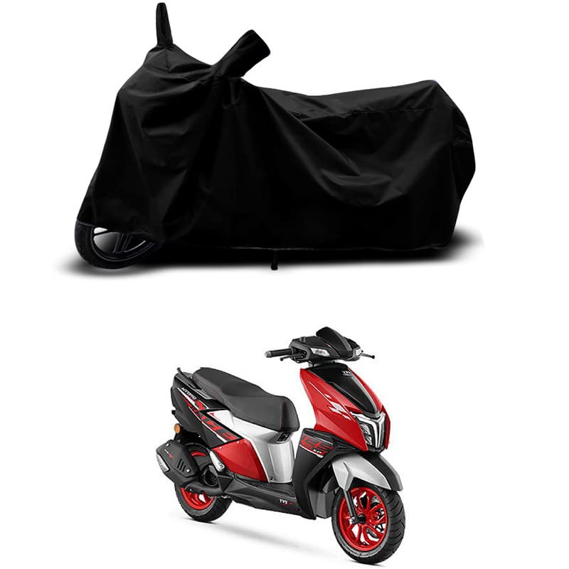 Image of 100% Scratchproof /UV-Rays /Heat Protection /Birds Dropping /Water Resistant /Dust Proof /Waterproof /Full Bike Scooty Two Wheeler Body Cover Compatible for NTORQ 125 Race All Varients[Black]