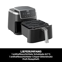 Ninja PRO Air Fryer Heißluftfritteuse, 4,7L Airfryer, Einzelkorb-Heißluftfritteuse, 4-in-1, für 1-2 Portionen, Digital, Kochen aus dem Gefrorenen, Antihaft-Schublade & Crisper Korb, Schwarz AF140EU – Ansicht 8