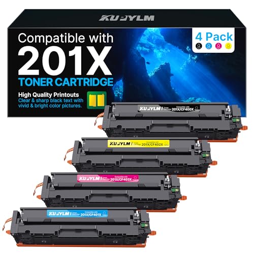 KUPYLM 201X 201A Cartouche Toner Compatible pour HP 201X CF400X CF400A CF401X CF402X CF403X Toner Color Laserjet Pro MFP M277dw M277n M277 M274n M252n M252dw M277c6 Noir, Cyan, Jaune, Magenta,4-Pack)