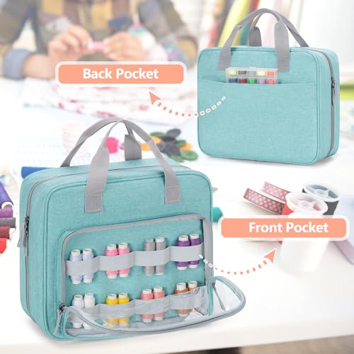 Image of LUXJA Sewing Storage Organizer with Folio Open Design, Sewing Organizer Bag with Versatile Pockets for Sewing Kits, Blue