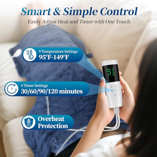 Heating Pad for Neck and Shoulders and Back, Pain Relief Electric Heating Pad for Back Large 24”X37” with 9 Heat Settings 4 Timers, Birthday Gifts for Women Men Mom Dad - Image 6