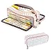 Produktbild Federmäppchen,FedertaschenTeenager Mädchen,Griff Federtasche,Große Kapazität Studenten Mäppchen,Etui Stifte 3 Fach,Bleistift Briefpapier Pouch (white)
