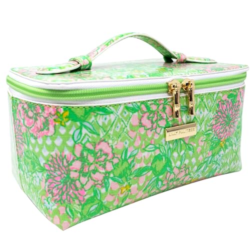 Lilly Pulitzer Cosmetic Bag for Women, Makeup Box with Zipper for Skincare, Lime Feeling Good