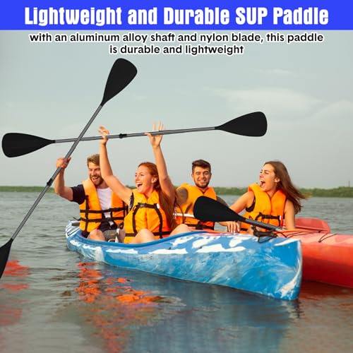 Seenelling 2 Set of 4 Pieces SUP Paddle Adjustable Lightweight Stand up 2 Use Paddle for Paddleboard Kayak Boat Aluminum Alloy Shaft Detachable Floating Oars(Black)