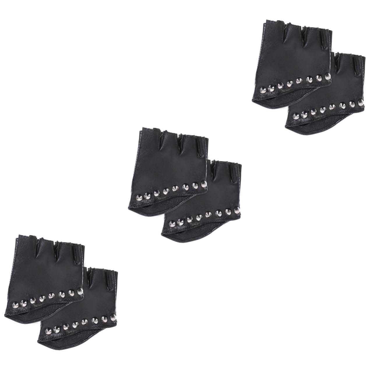 Guantes de media dedo de PU negros ligeros y flexibles estilo punk para mujer 8