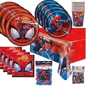 Amazon.com: Spiderman Birthday Party Supplies with enough Spiderman Plates and Napkins for 16 ...