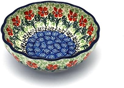 Polish Pottery Bowl - Shallow Scalloped - Small - Maraschino