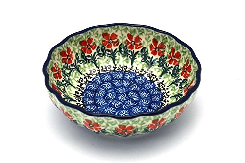 Polish Pottery Bowl - Shallow Scalloped - Small - Maraschino