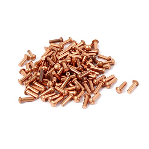 sourcingmap 2 mm x 6 mm Tige ronde en cuivre massif rivets Attaches Doré 7,5 mm Longueur 100 pcs