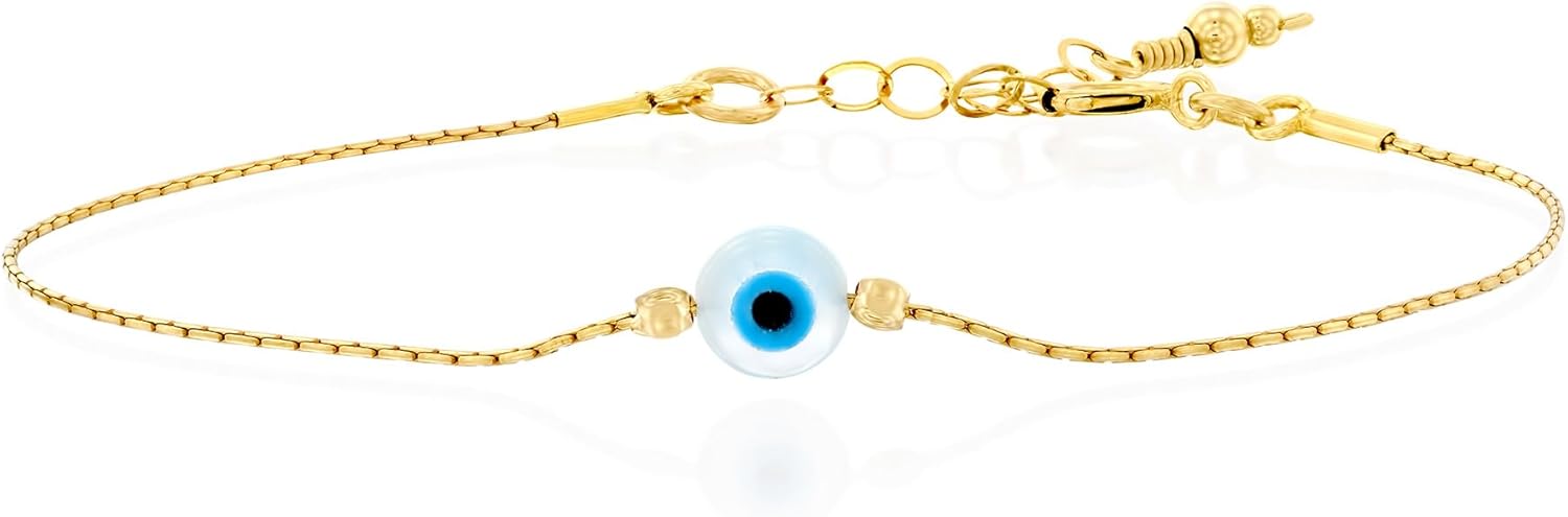 Minimalist Evil Eye Charm Bracelet – Handmade Delicate Good Luck Jewelry for Women – Adjustable 6.5” + 1” Extender - Image 5