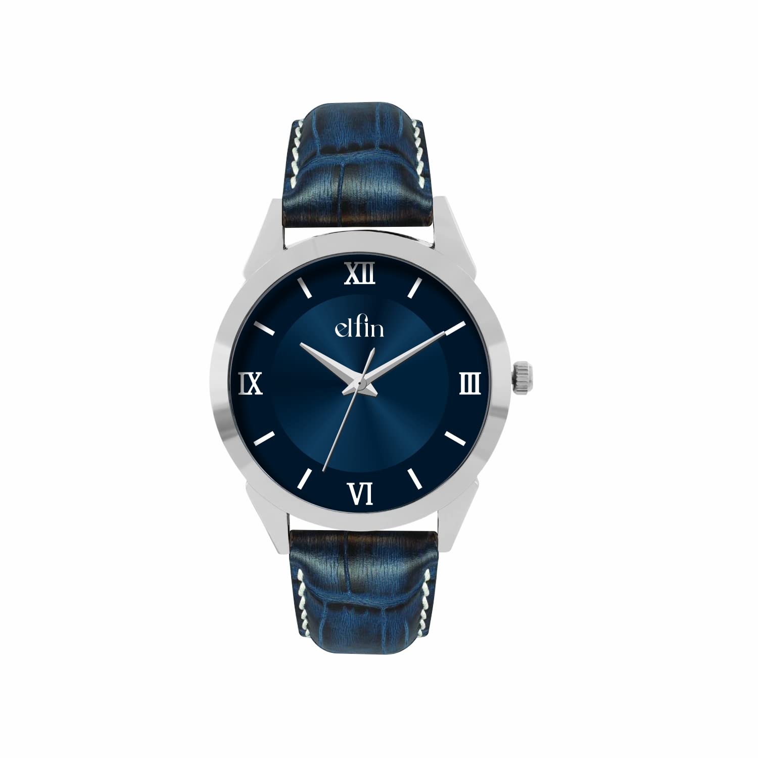 e ELFIN Leather Strap Mens Analog Formal Watch Blue ELFM002A (B0CWH6TSZ8) Amazon Price History, Amazon Price Tracker