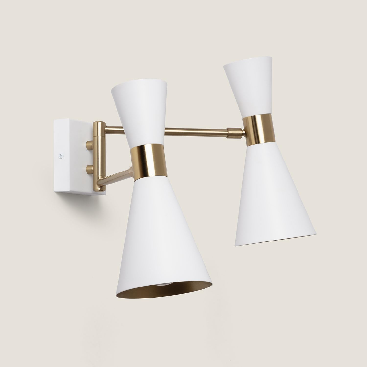 LEDKIA Lámpara de Pared Orientable Metal 2 Focos Jigger Blanco