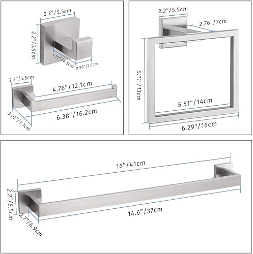 Vista 6 de Juego de accesorios de baño de 4 piezas, juego de toallas incluye toallero, toallero, soporte para papel higiénico, gancho para toallas, kit