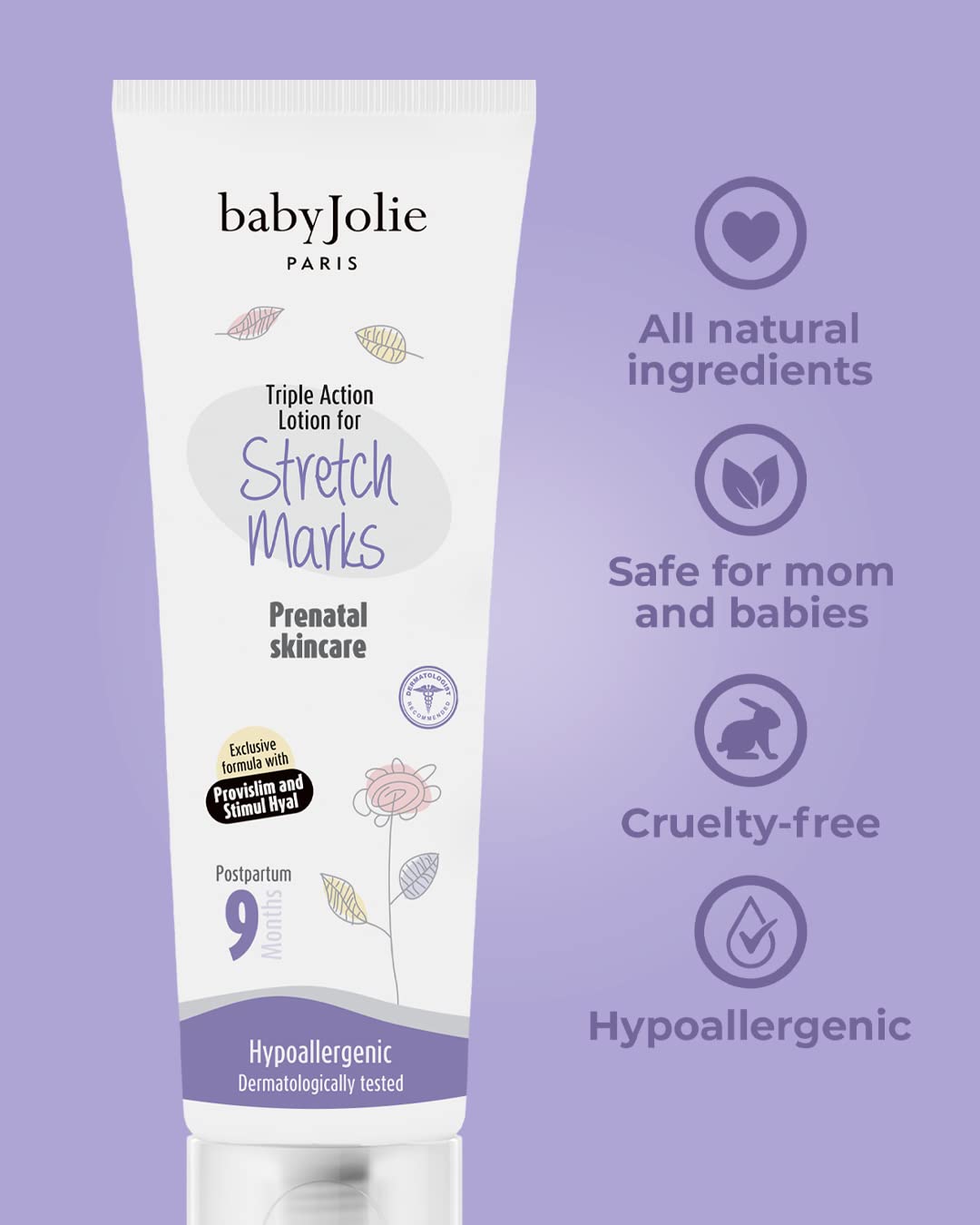 Baby Jolie Stretch Mark Cream for Pregnancy – Hydrating Belly Lotion for Expecting Moms – Shea Butter & Botanical Oils – 2 Pack