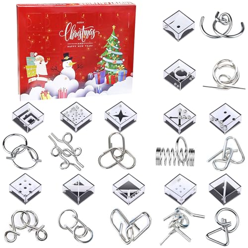 2023 Calendario de Adviento de Navidad, 24 unidades Mini Juegos de Rompecabezas para Niños y Adultos, juegos de paciencia, juego de habilidades para niños, juguete 3D, promueve la concentración (B)