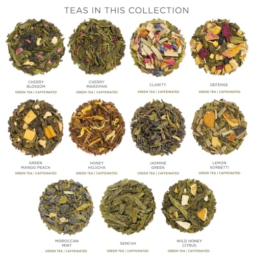 Image of Tea Forte Single Steeps Loose Leaf Tea Sampler, Assorted Variety Tea Box, 15 Single Serve Pouches, Green