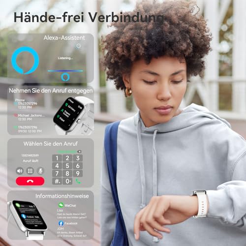 Smartwatch Herren mit Telefonfunktion,1,8' Fitnessuhr Damen mit Herzfrequenz SpO2 Stress...