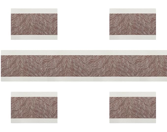 Image of Dining Table Placemats & Runner Set - Heat Resistant, Washable & Stain Resistant Woven Vinyl Mats | Table Runner & 4 Placemats Set for Stylish Dining (45x30 cm Placemats, 180x30 cm Runner)