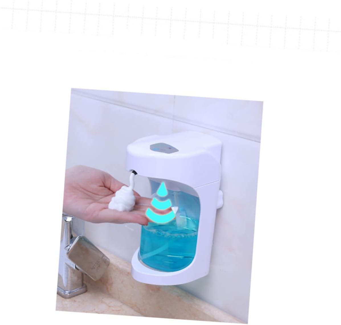 Automatic Touchless Soap Dispenser Foam Pump for Bathroom and Kitchen Wall Mounted Countertop Use Infrared Sensor Technology Ceramic White Finish
