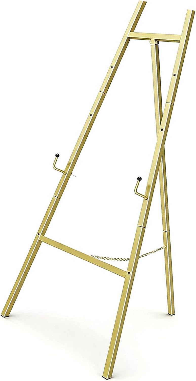 Display Artist Easel Stand Portables Floor Adjustable Art Poster Metal for Display Show, Wedding, Painting Gold for Wedding Sign