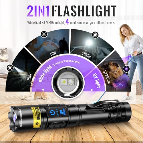 DARKBEAM UV Flashlight Blacklight 395nm Black Light, High Lumens LED Flashlights USB Rechargeable Super Bright for Camping, Powerful Woods Lamp Pet Urine, Uranium Glass Detector, Resin Curing image 2
