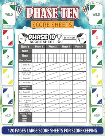 Amazon com: Phase Ten Score Sheets: 120 Pages Large Scorekeeping Pads Amazon com: Phase Ten Score Sheets: 120 Pages Large Scorekeeping Pads